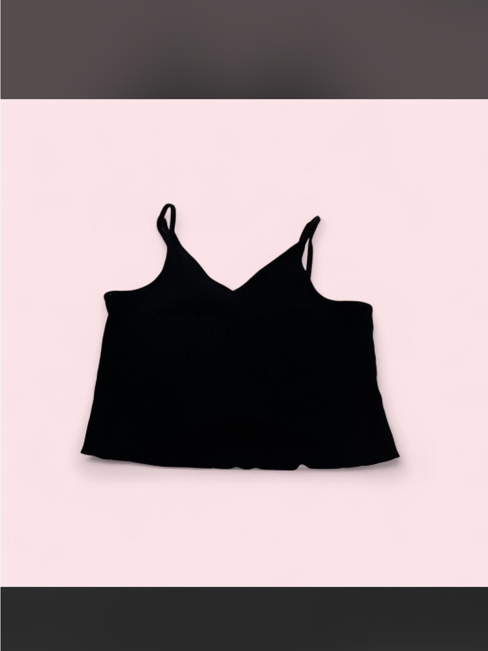 Women’s Black Ribbed V-Neck Camisole Tank Top
